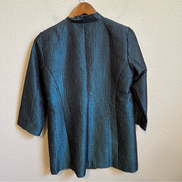 Eileen Fisher Women’s Pine Infinity Jacquard Blazer Shawl Collar 3/4 Sleeve - Picture 2 of 4